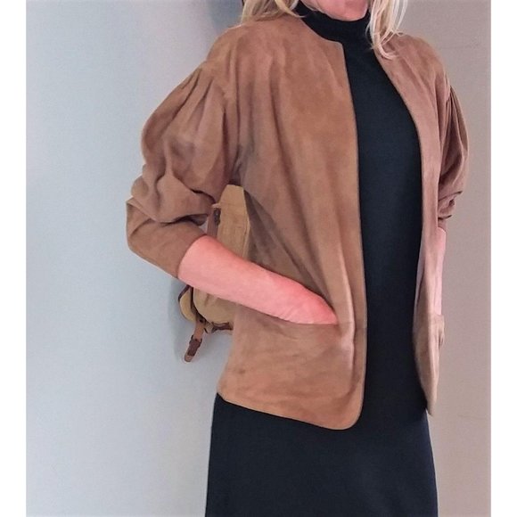 Vintage Brown Suede Blazer Womens Fully Lined - Picture 4 of 8